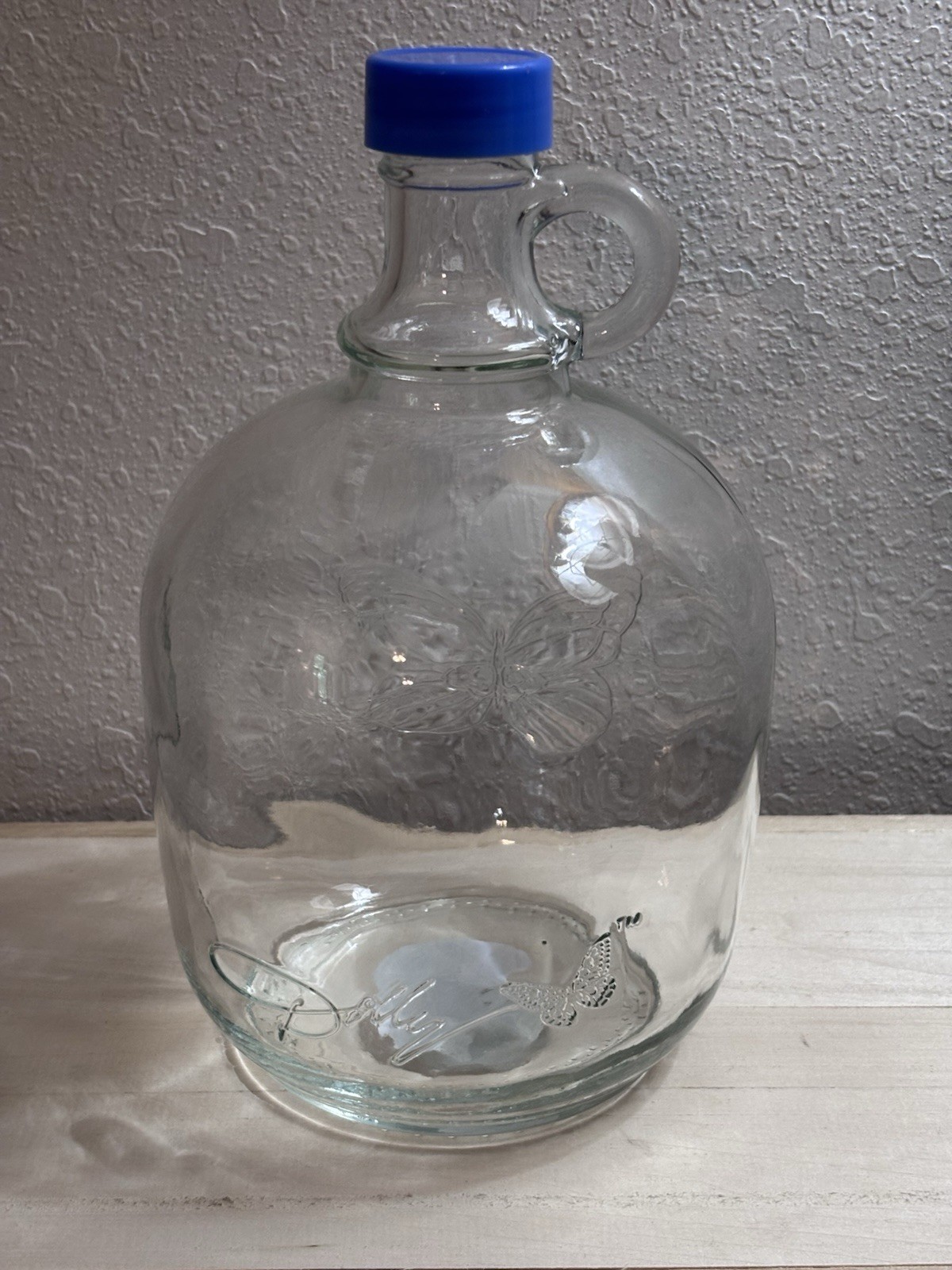 NEW Dolly Parton 64 oz Glass Growler Jug with Blue Screw Lid 🦋New With Tags