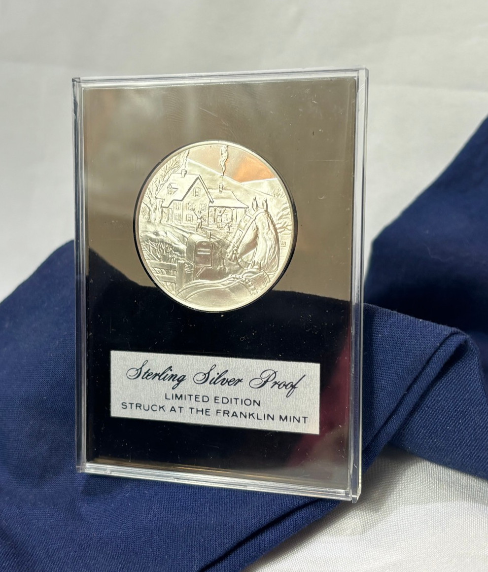 1972 Franklin Mint Sterling Silver Proof HOME FOR CHRISTMAS Medal 25.36 Grams