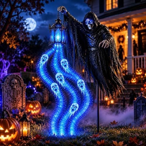 Halloween Soul Harvester Animated Garden Light, Solar Powered Flowing Ghost Ligh Halloween Soul Harvester Animated Garden Light, Solar Powered Flowing Ghost Ligh