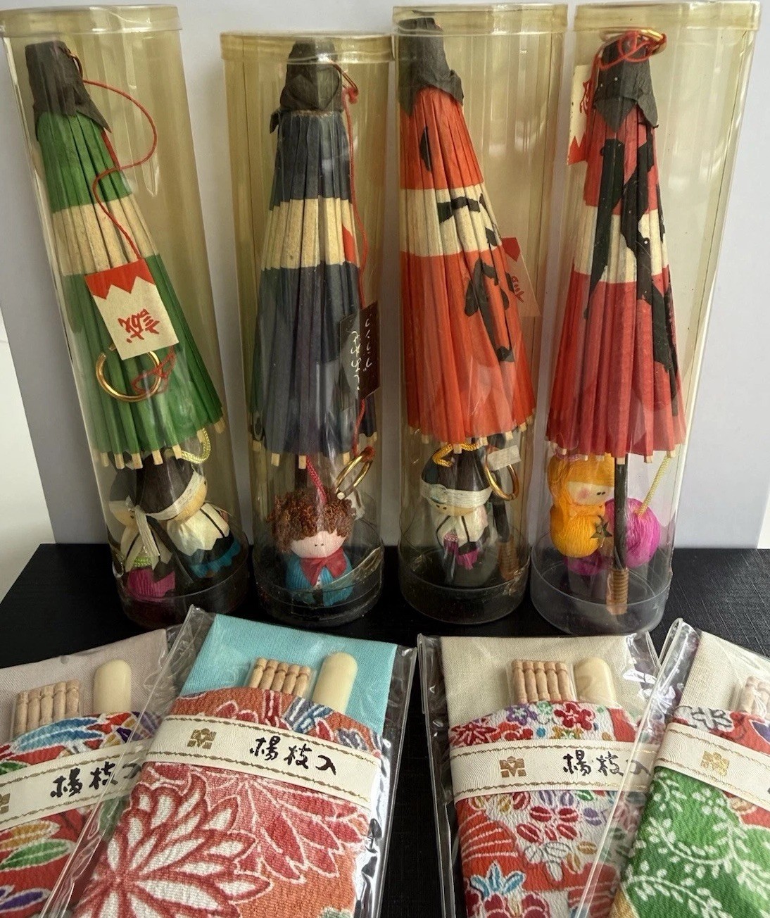 Vintage Japanese Souvenir Lot: Washi Paper Toothpicks&Umbrella Geisha Doll Picks Vintage Japanese Souvenir Lot: Washi Paper Toothpicks&Umbrella Geisha Doll Picks