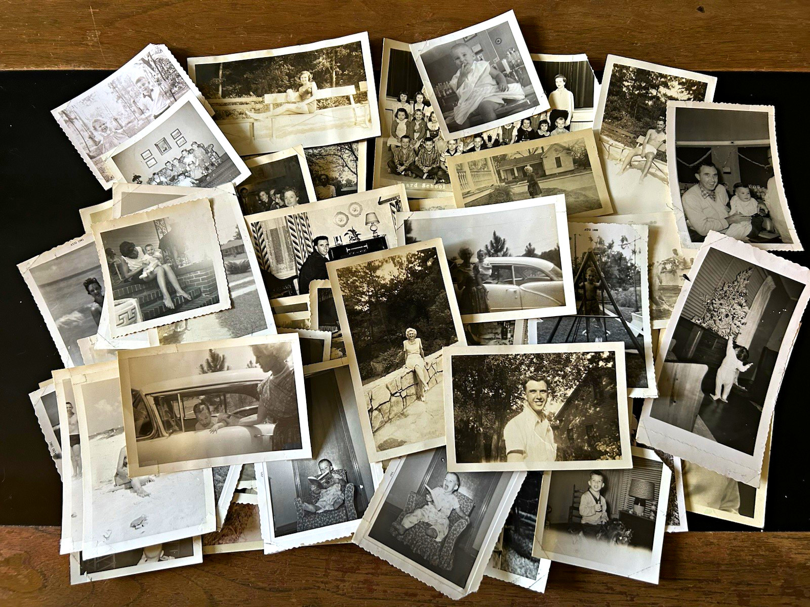 Vintage Original B&W Snapshot Photo Lot of 62 Photos Family People Portrait
