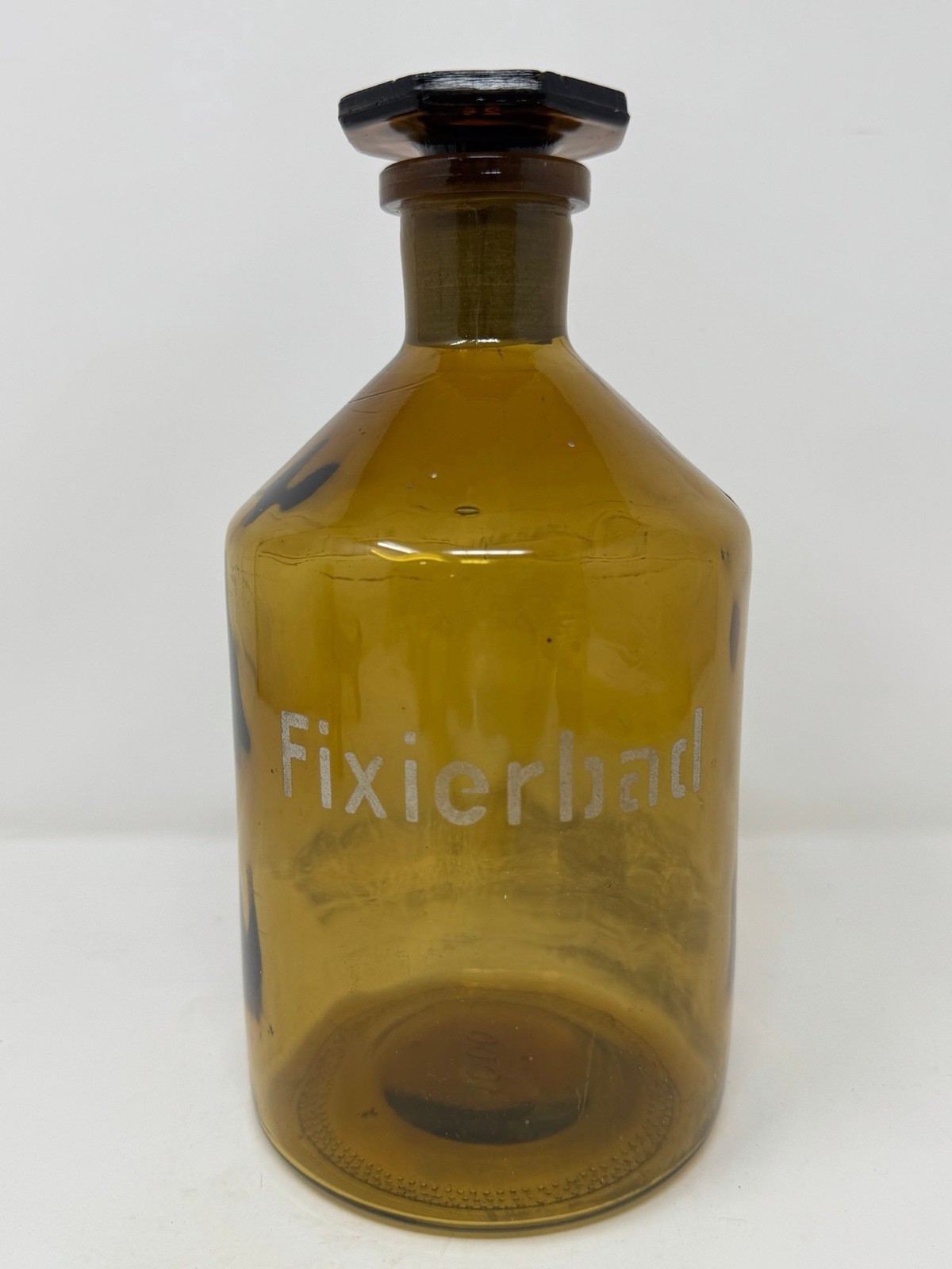 VTG amber glass photo laboratory bottle labeled w 