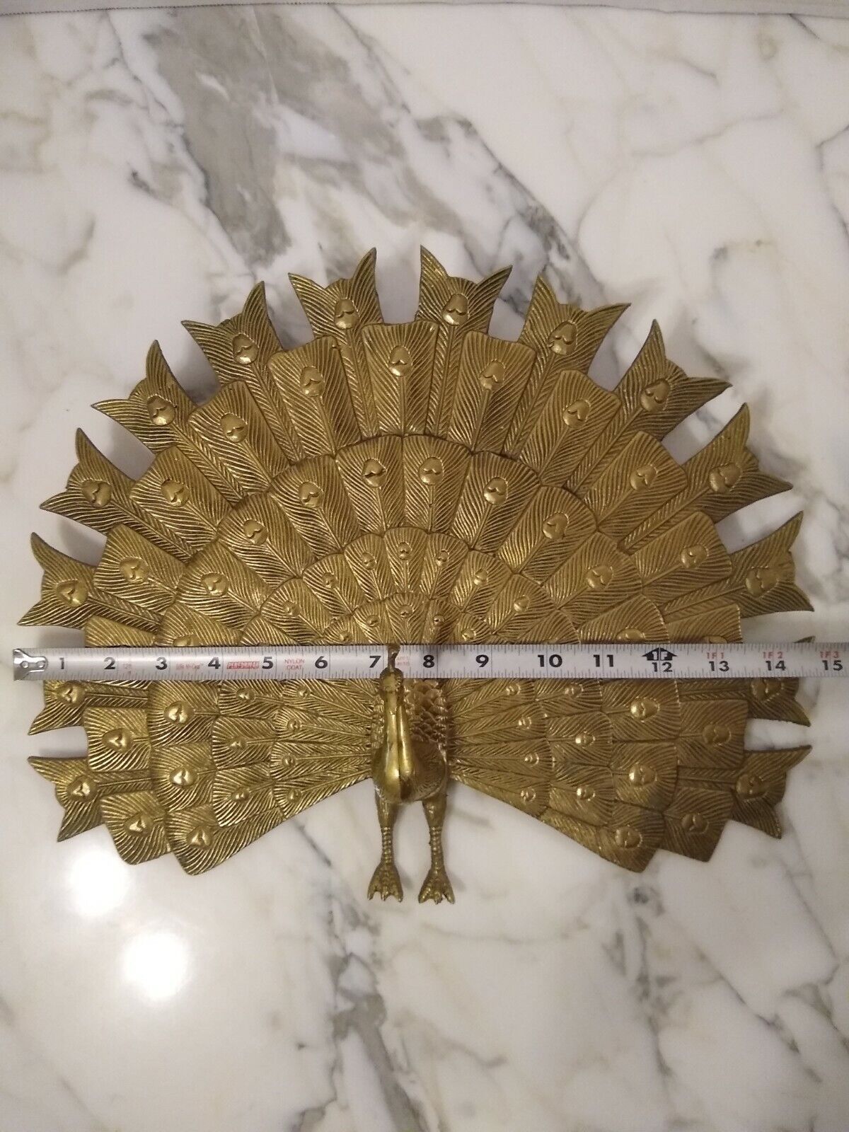 Large Brass Peacock Vintage Wall Hanging Decoration