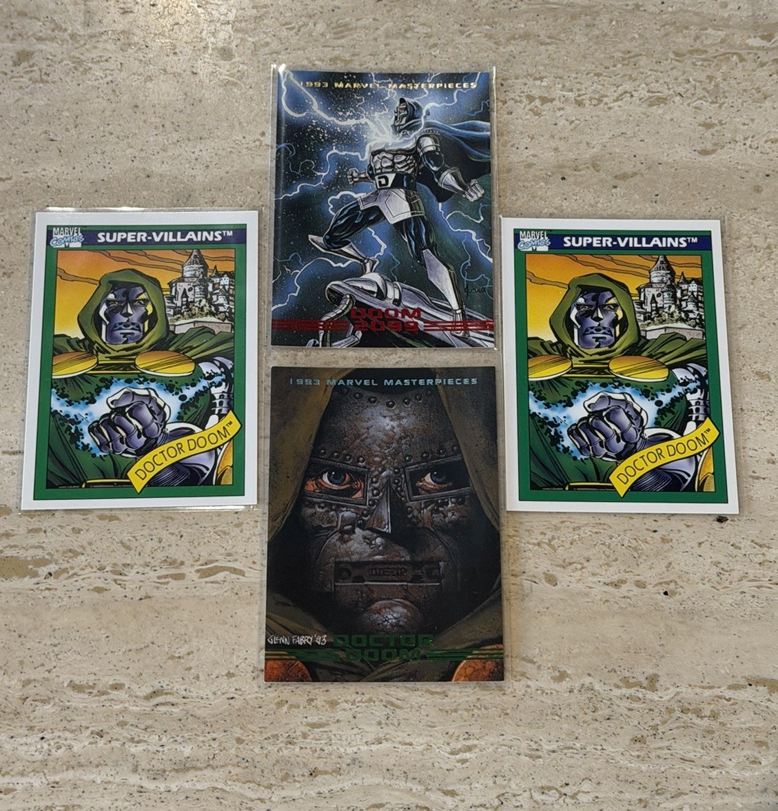 Doctor Doom 4 Card Lot 1990 Impel Marvel 1993 Masterpieces Vintage Villain