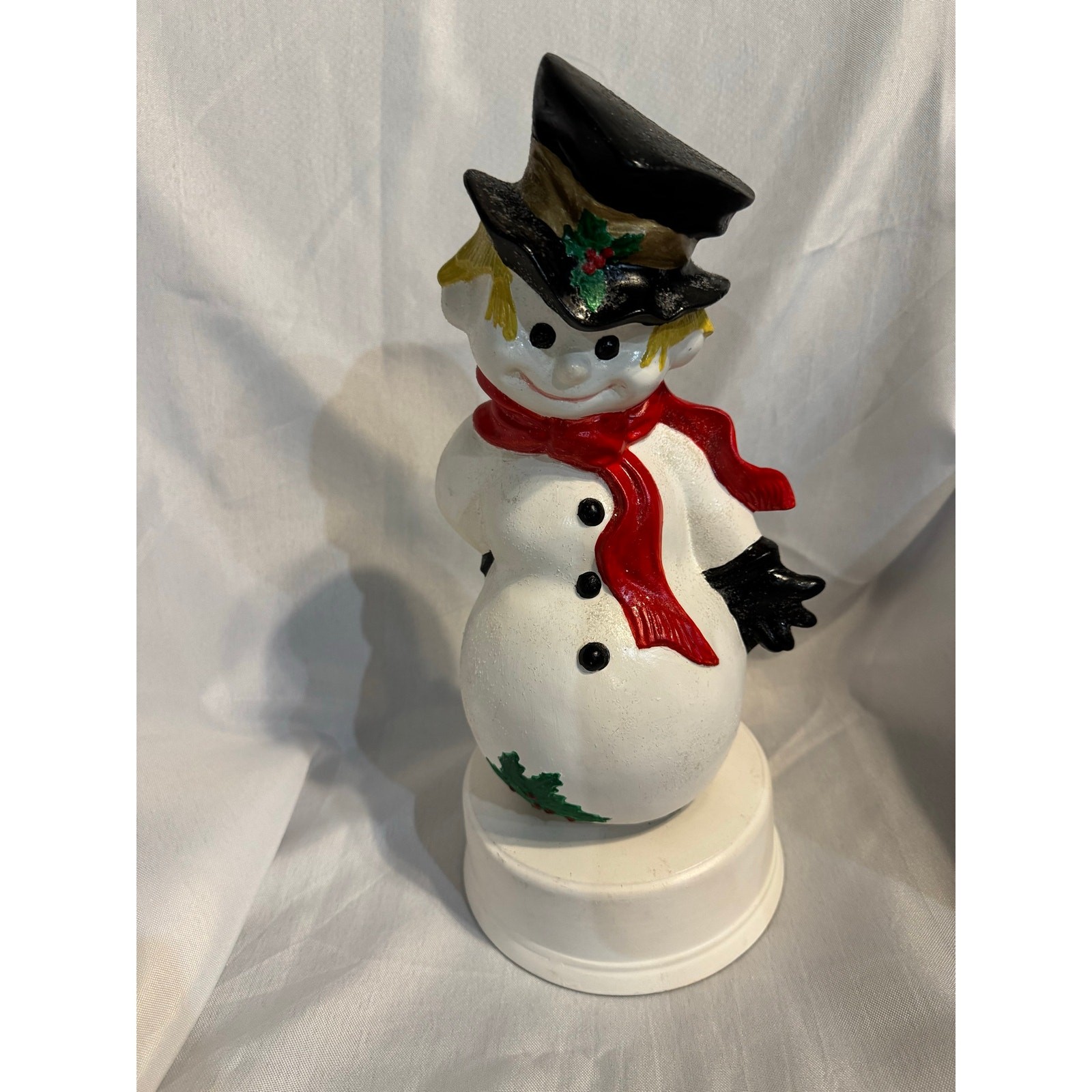 Vintage Byron Mold ©1971 Snowman 14” Musical Rotating Robin Japan Christmas Deco