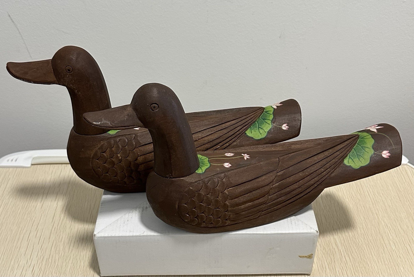 Pair of Korean Wedding Ducks - Traditional Wooden Mandarin Ducks - Marriage Gift