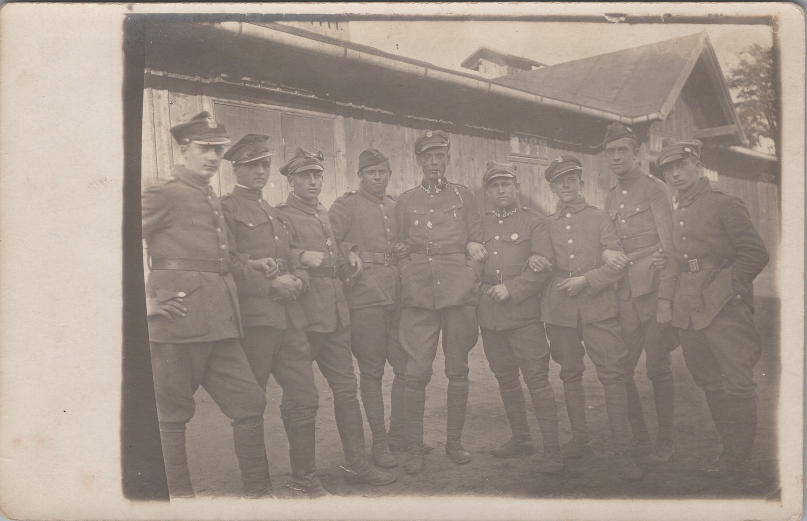 RPPC Polish Army Soldiers Group Photo Military Uniforms Rogatywka c.1920 Poland