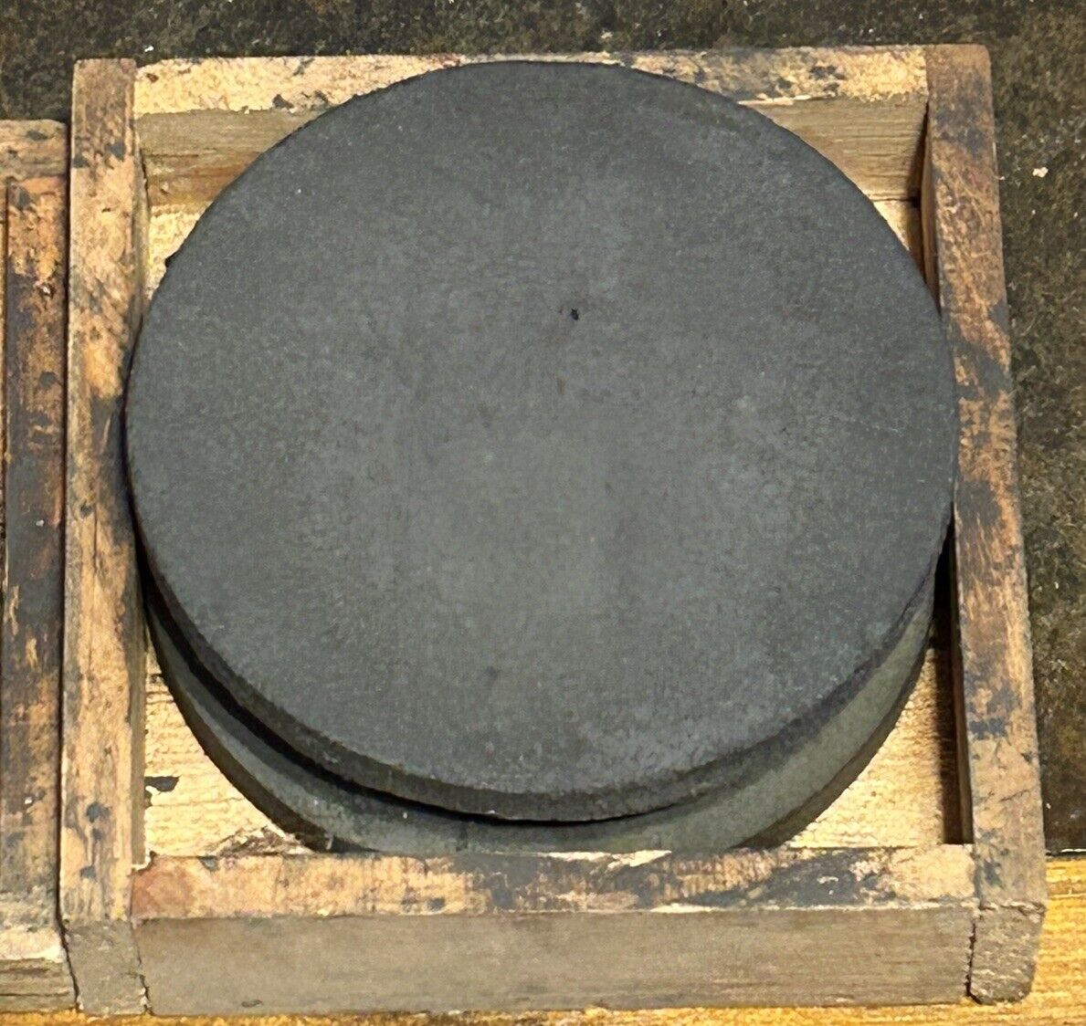 Vintage Home Made Round Axe Sharpening Stone Box