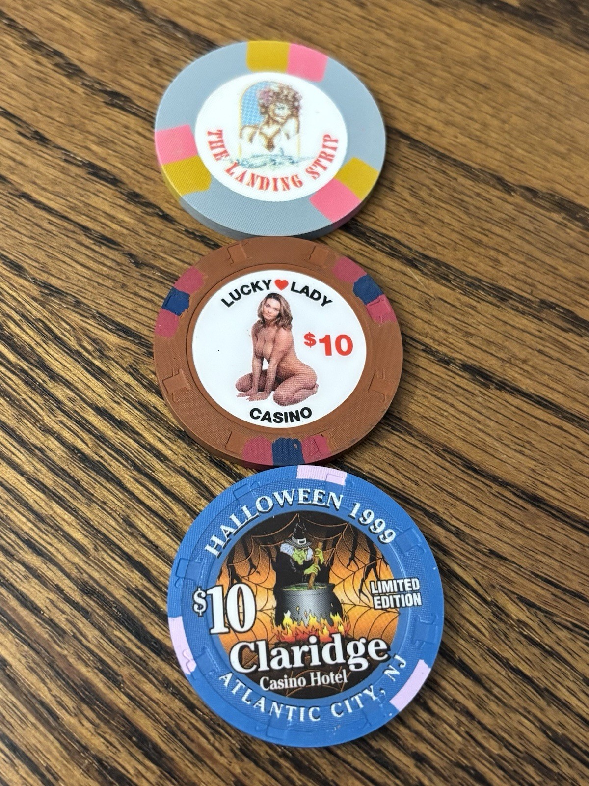Lot of (3) $10 Casino Chips from Various Casinos 🎰 