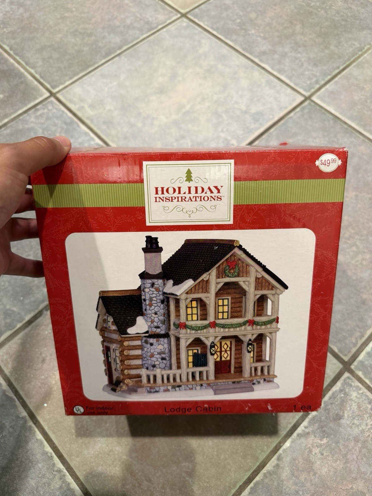 Holiday Inspirations Porcelain Lodge Cabin /w Box Holiday Inspirations Porcelain Lodge Cabin /w Box