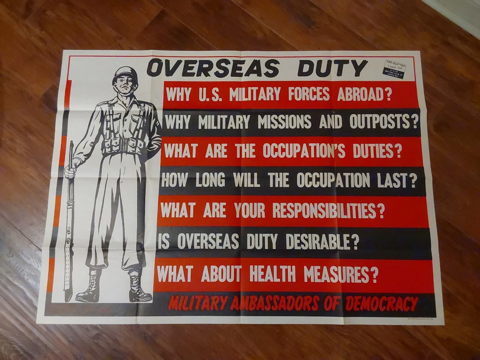 1950 Military Poster Overseas Duty  Ambassadors of Democracy Korean War