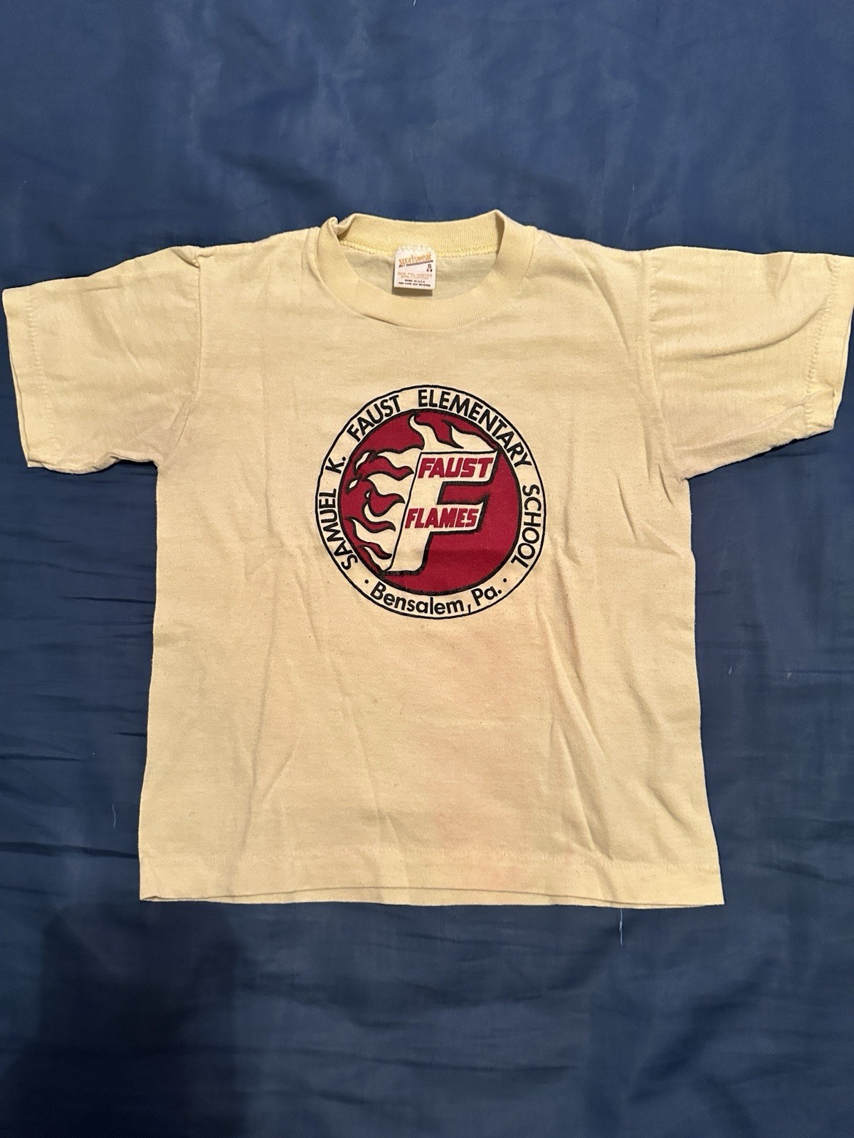 Vtg 80s Faust Flames Salem K. Faust Elementary School Bensalem PA USA Youth S