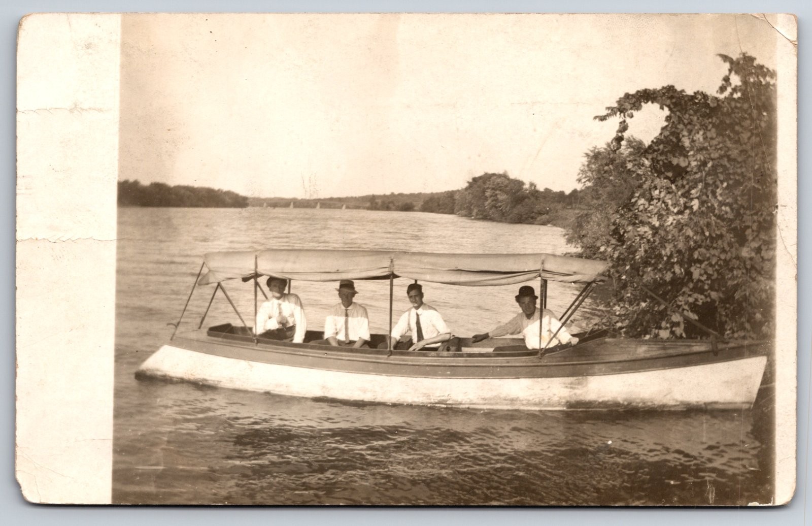 Rockford Illinois Men in Boat Rock River Sent to Orion Real Photo RPPC Rockford Illinois Men in Boat Rock River Sent to Orion Real Photo RPPC