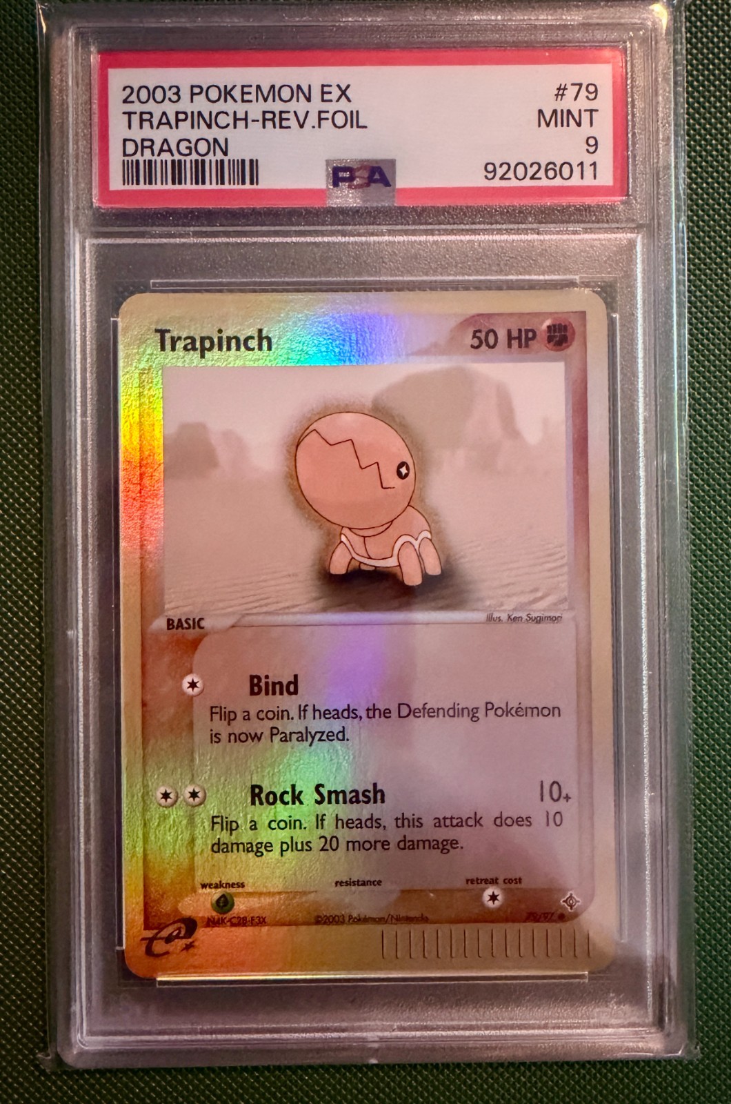 Pokemon PSA 9 MINT Trapinch 79/97 Dragon Reverse Holo 2003 E-Reader