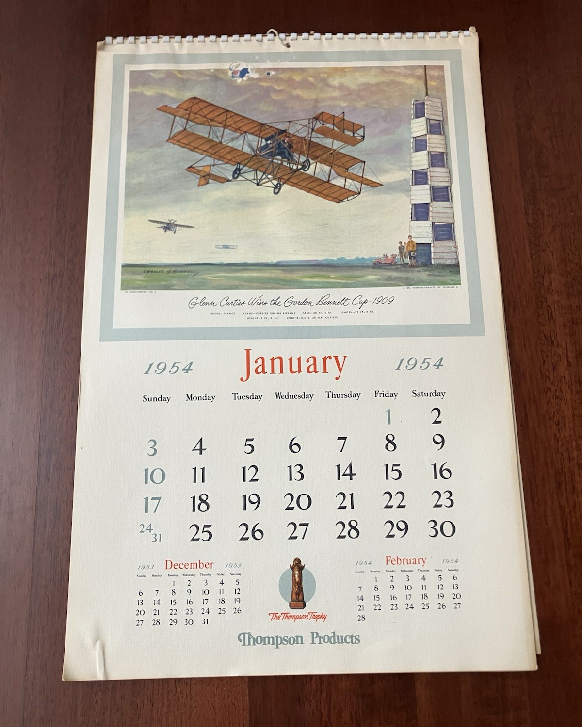 Thompson 1954 Calendar The Barnstormers Complete aviation prints