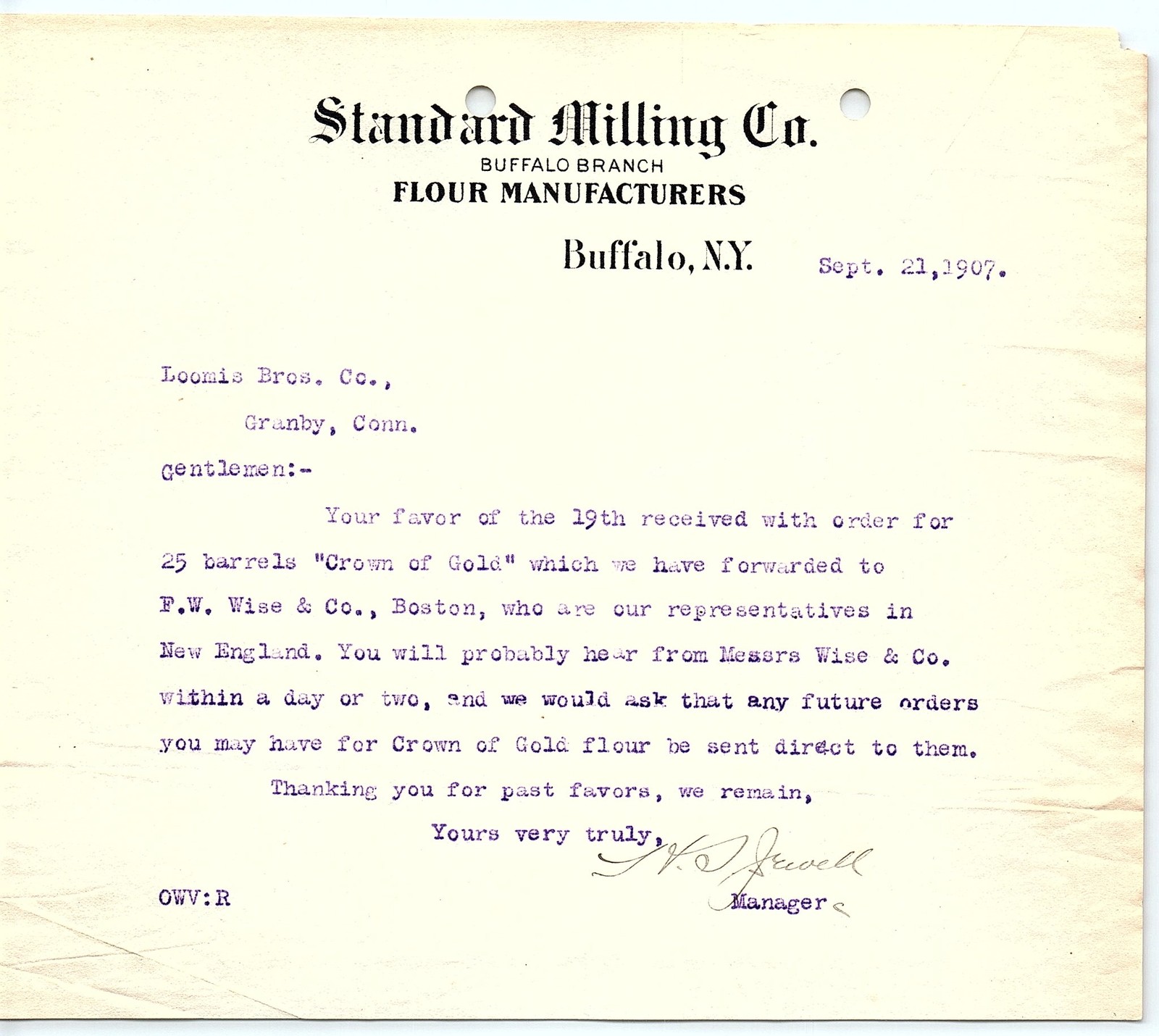 1907 Standard Milling Co. Flour Manufacturers Letterhead