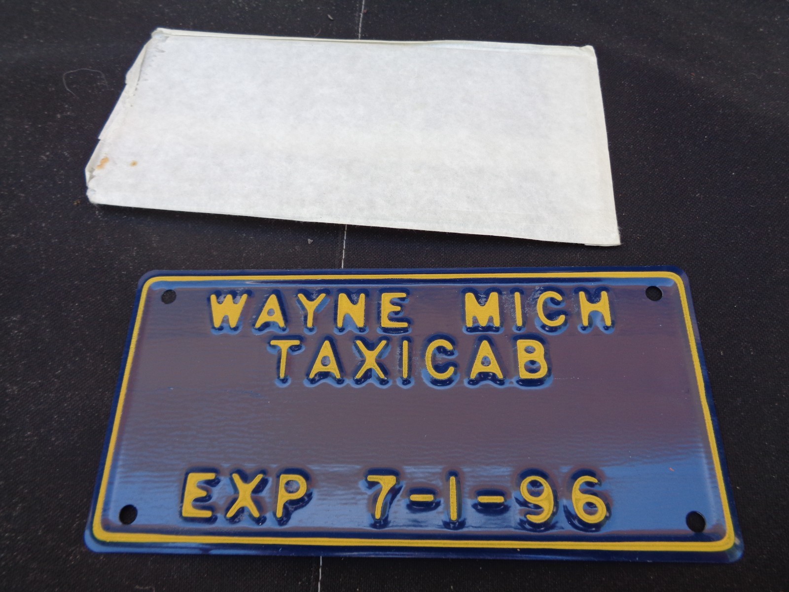 Vintage 1996 Wayne Michigan Taxicab License Plate Embossed Metal Unused Vintage 1996 Wayne Michigan Taxicab License Plate Embossed Metal Unused