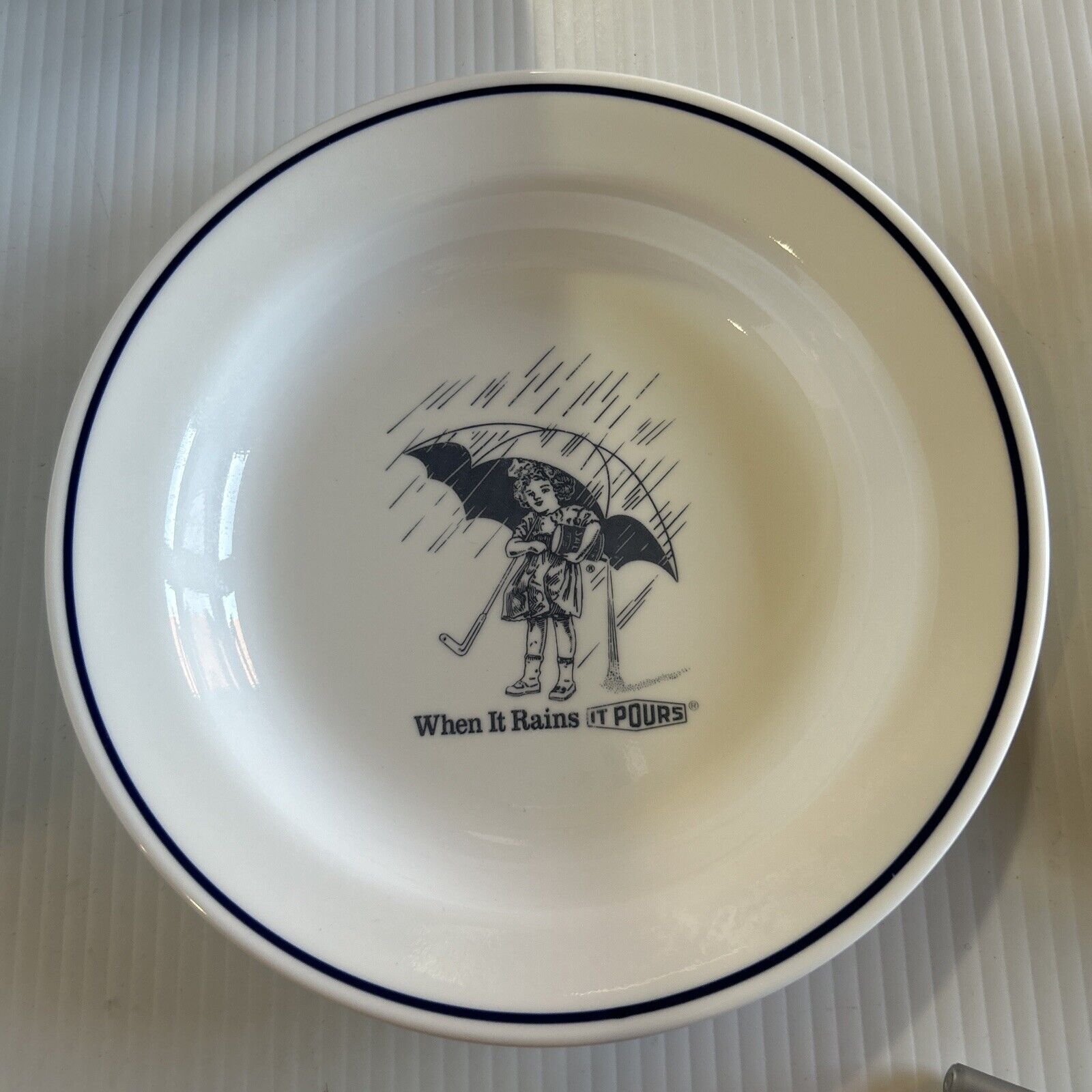 Vintage Corning/Corelle Morton salt “ When It Rains It Pours” Plates/ Bowls