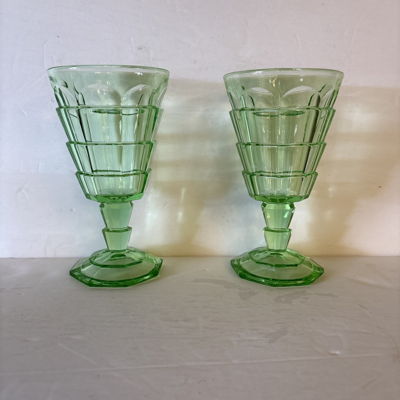 Indiana Glass - Tea Room Green 8oz Footed Tumbler Pair Indiana Glass - Tea Room Green 8oz Footed Tumbler Pair