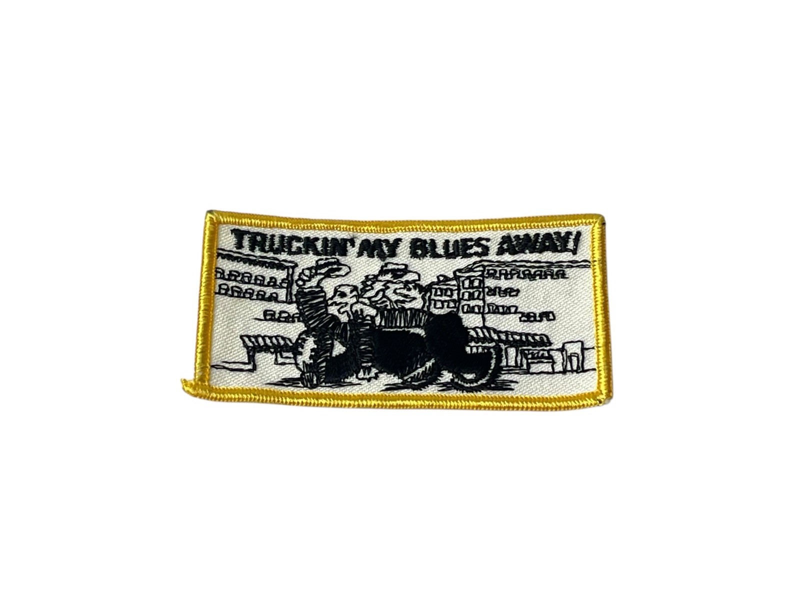Truckin My Blues Away Patch 4”x2” Vintage 60’s Original Trucker Rig Hippie NOS