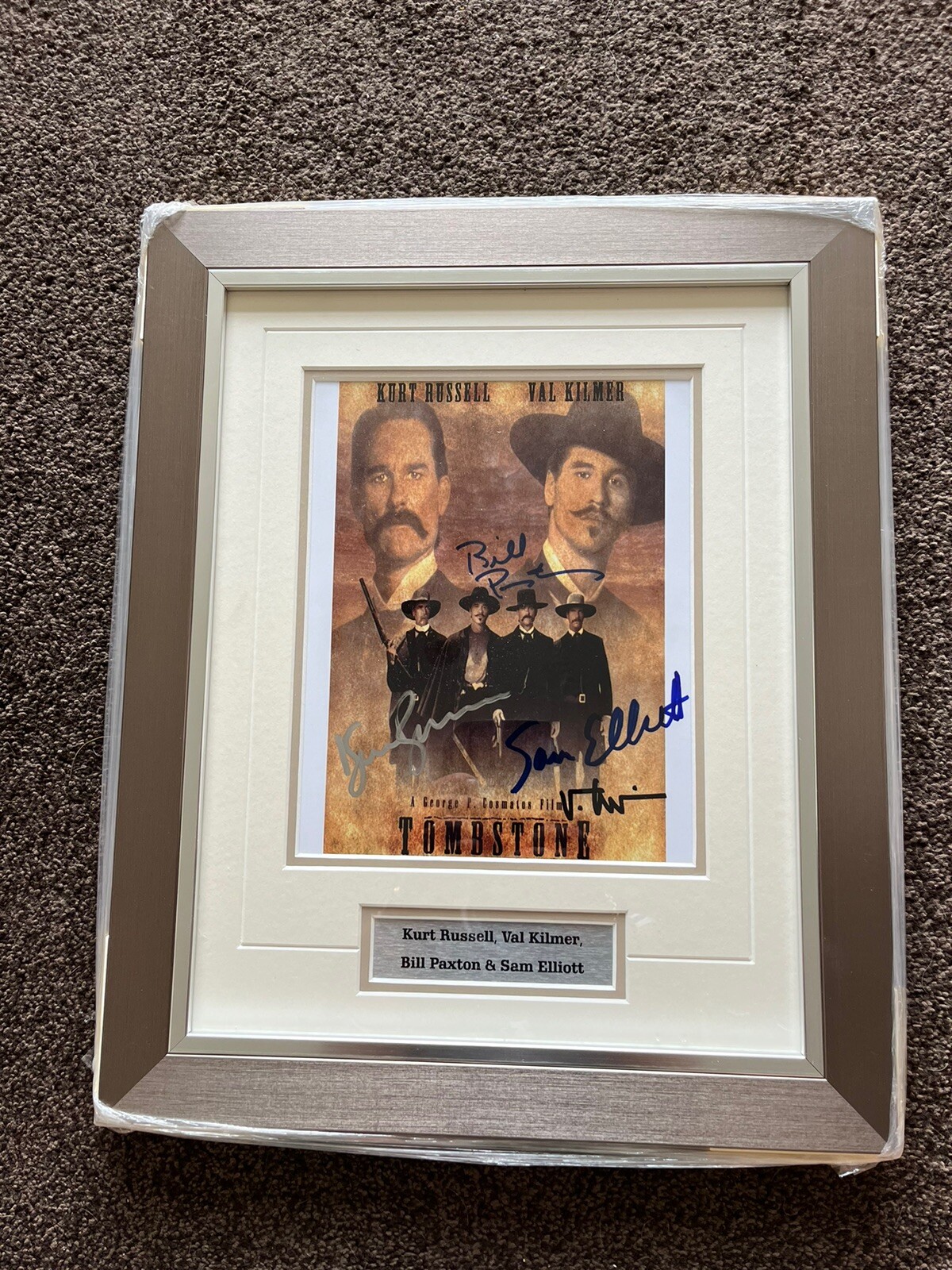 TOMBSTONE-KURT RUSSELL, VAL KILMER, BILL PAXTON& SAM ELLIOTSIGNED 19 x15 FRAMED