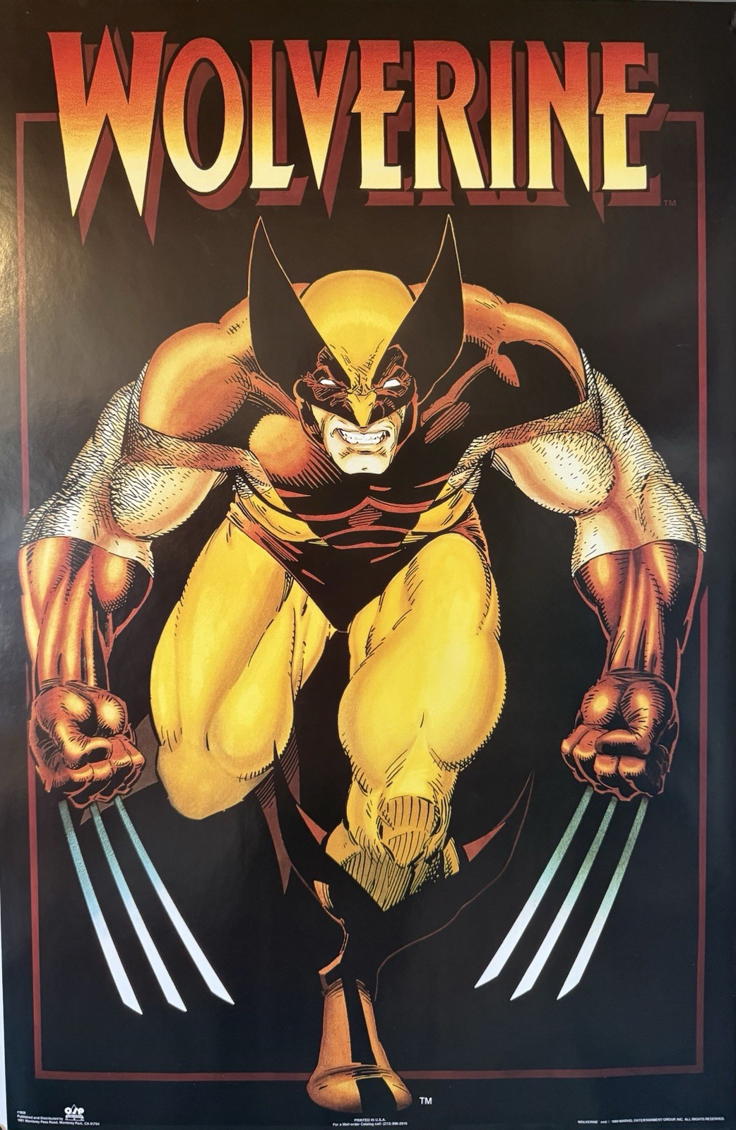 Wolverine X-Men Arthur Adams Poster Marvel 23” x 35” NOS Vintage