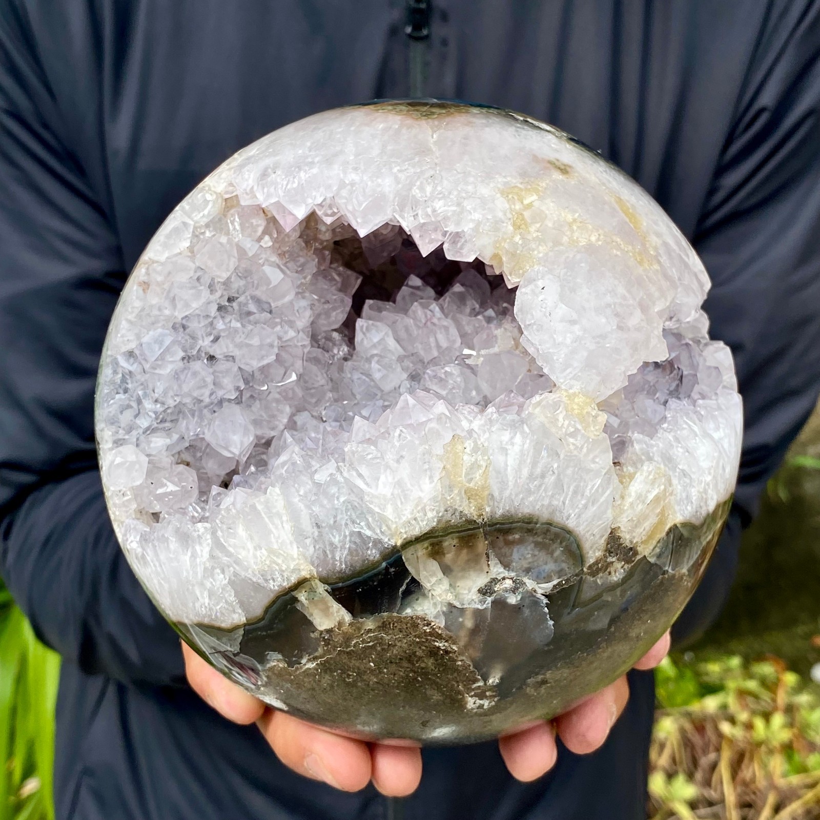 8.48LB Agate Open Smile Crystal Sphere Energy Healing Wealth Attraction Ornament