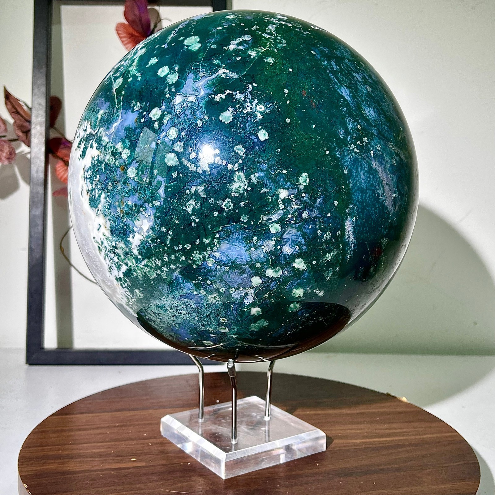 30.97lb  Natural Water Grass Agate Ball Quartz Crystal Ball Healing