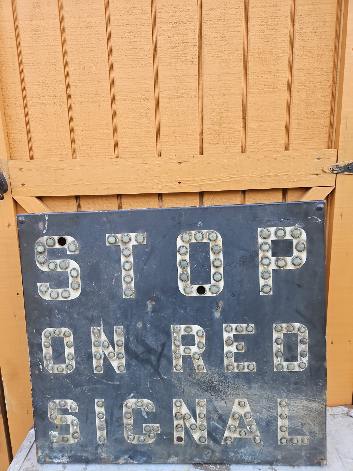 Large RARE Vintage Antique Porcelain Railroad Crossing Sign Jewels Cat Eyes