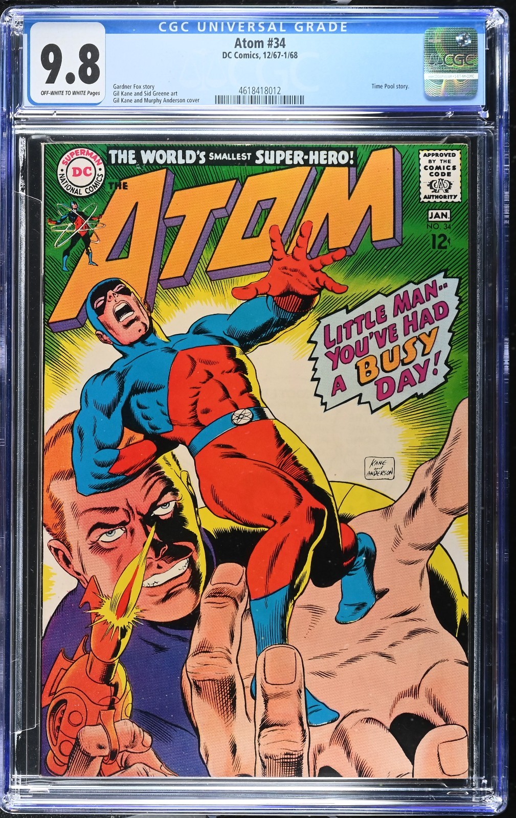 The Atom #34 (DC Comics 1968) CGC 9.8 1st App of The Big Gang Silver Age Key