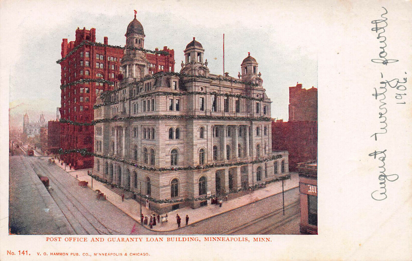 Post Office & Guaranty Loan Bldg., Minneapolis, MN, Early Postcard, Used in 1906