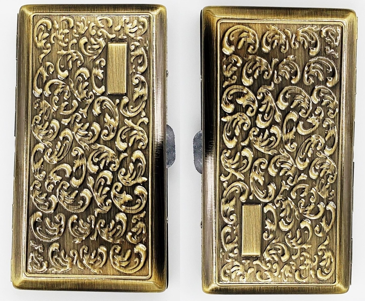 Retro Bronze Metal Cigarette Tobacco Case Holder Box for King 100's (2 pack)