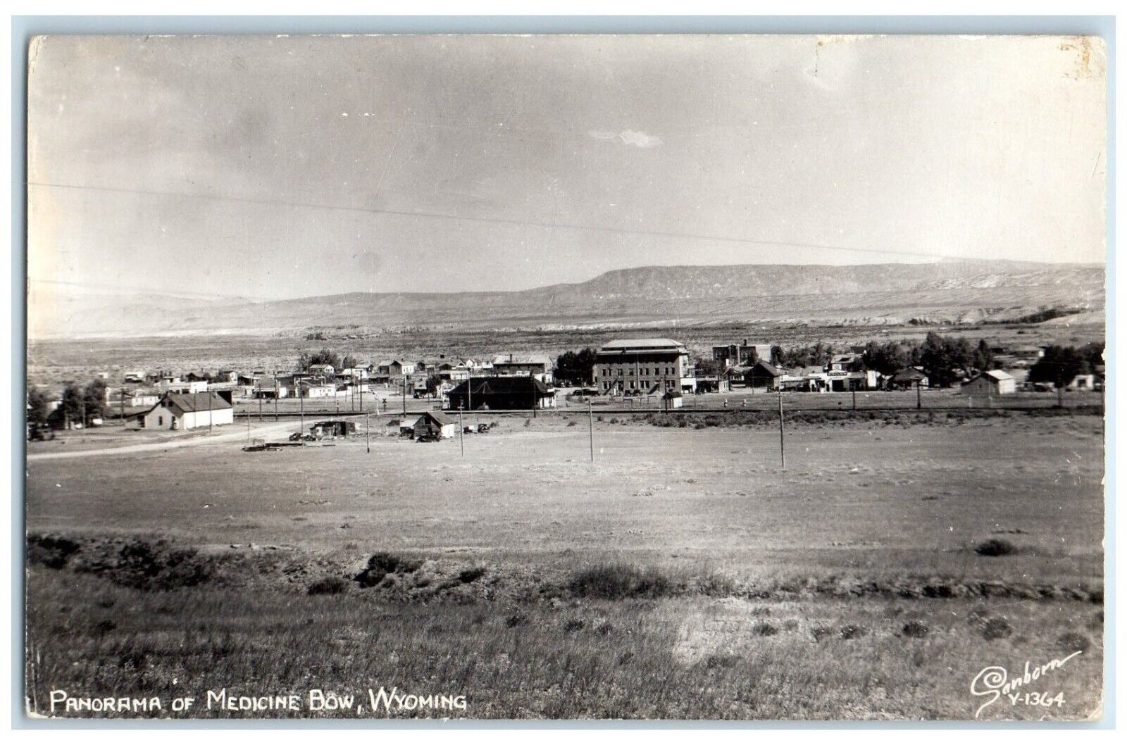 c1940's View Of Panorama Of Medicine Bow Wyoming WY Sanborn RPPC Photo Postcard