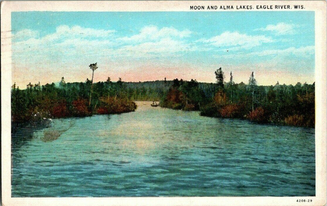 1931. EAGLE RIVER, WIS. MOON AND ALMA LAKES. POSTCARD II3