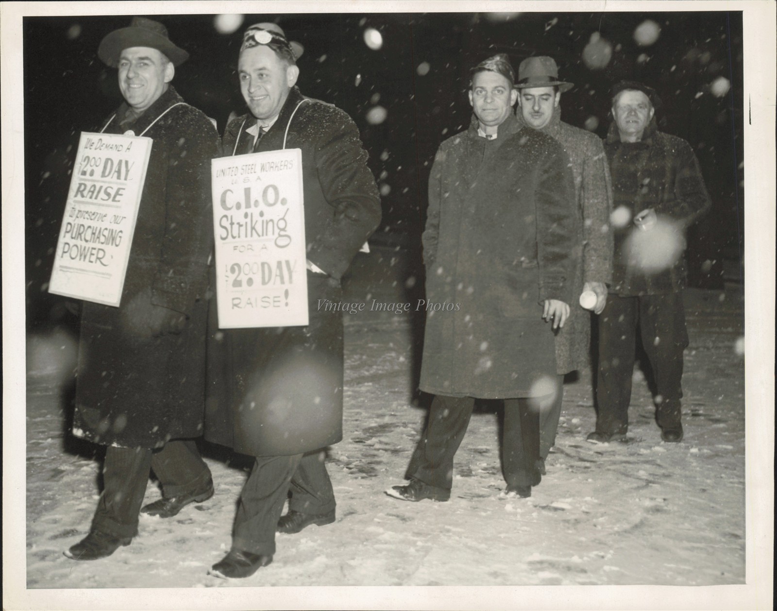 1946 Steel Strikers Picket Main Gate Joining National Strike Protestphoto 7X9