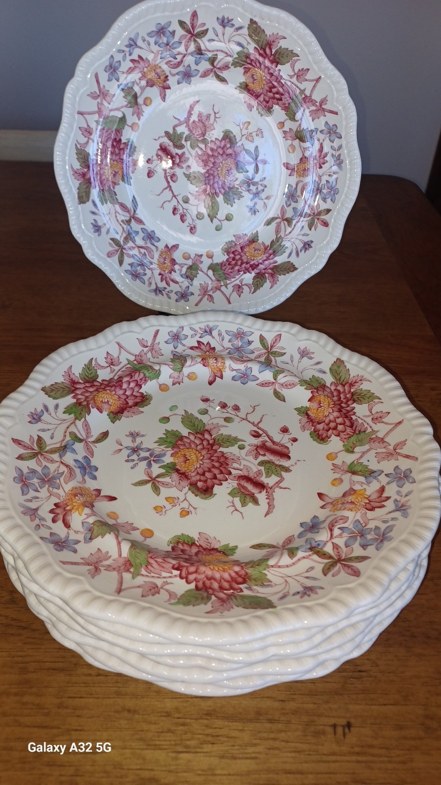  Set of 8 Copeland Spode Aster Red Dinner Plate 10.5  England Mint Condition 