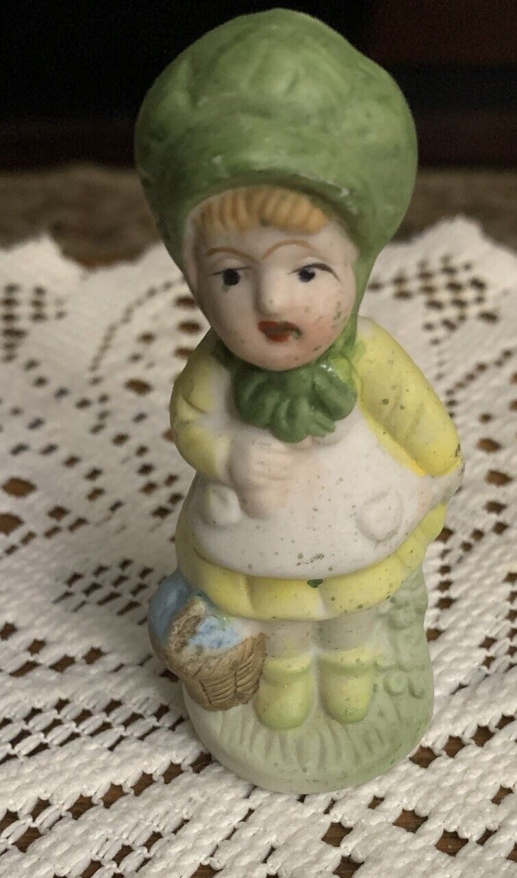 Vintage Ceramic Little Girl w/Basket Figurine