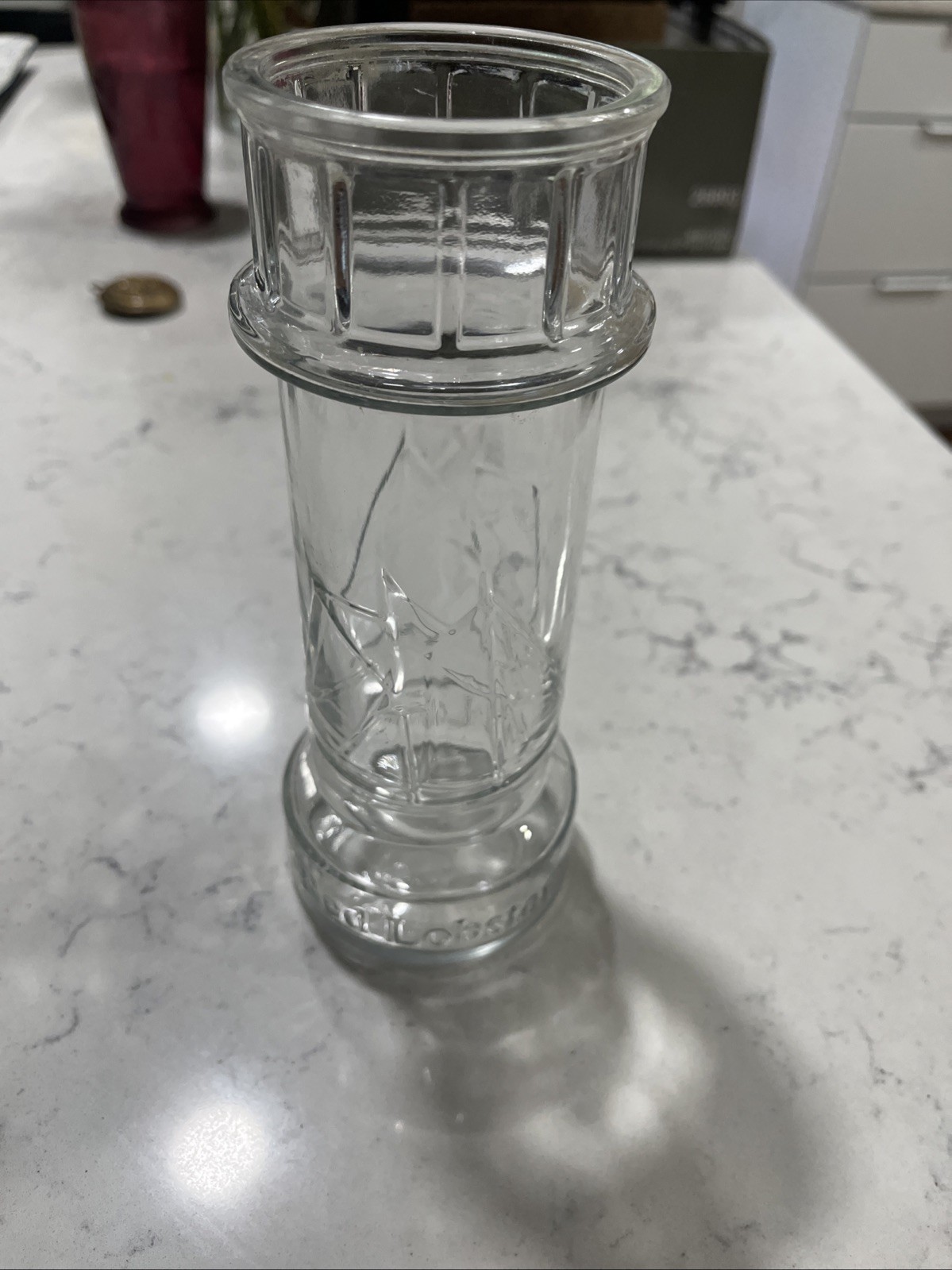 Vintage Red Lobster Lighthouse 1980s Drinking Barware Glass Cup Vase 7½\