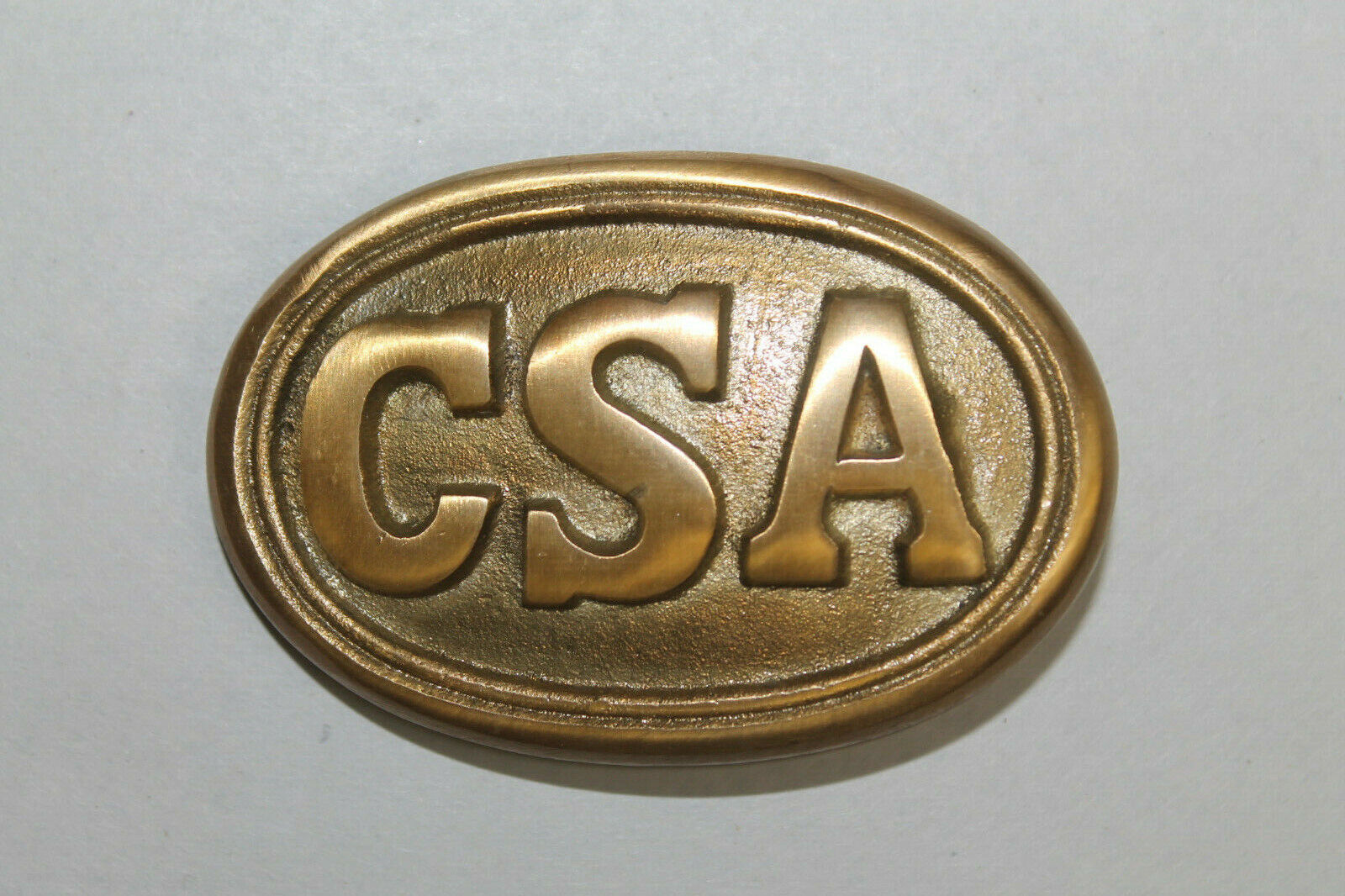 Antique Style Military Civil War Confederate CSA Belt Buckle Oval SOLID Brass #1
