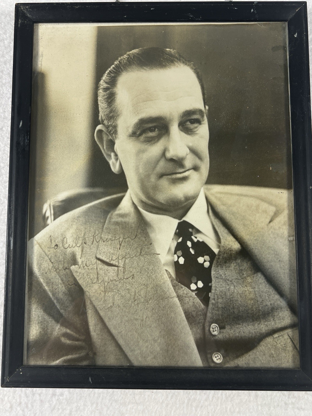 Vintage LBJ Signed Portrait Photo Unisex OS Black Good Made in USA Autograph Vintage LBJ Signed Portrait Photo Unisex OS Black Good Made in USA Autograph