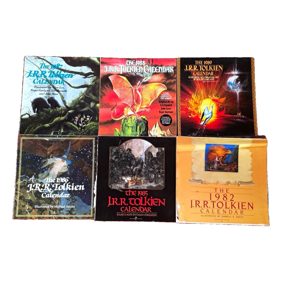 J.R.R. Tolkien Wall Calendars Lot of 6 (1982 1985 1986 1987 1988 1989)