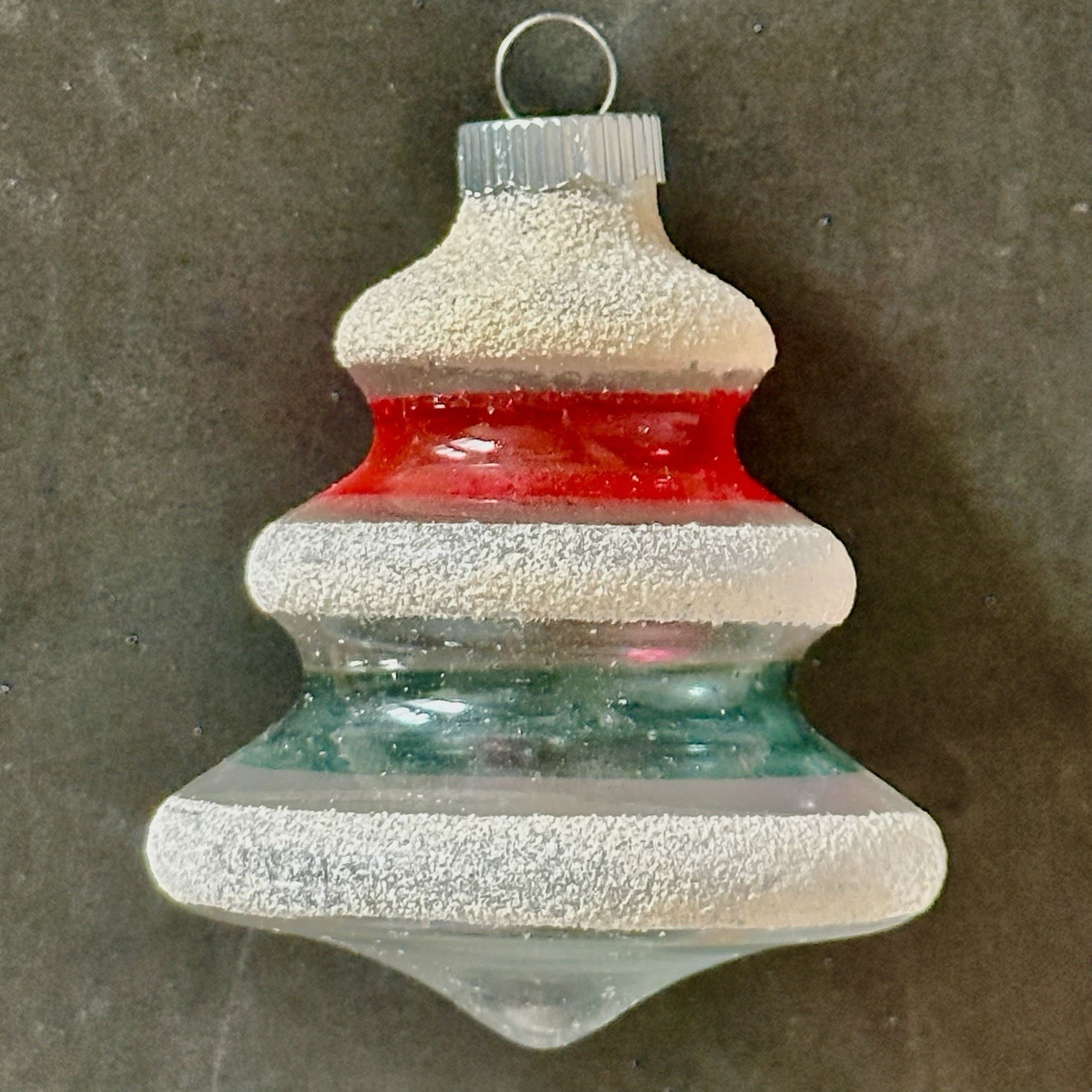 Vintage Shiny Brite Mica Glass Unsilvered Tornado Christmas Ornament