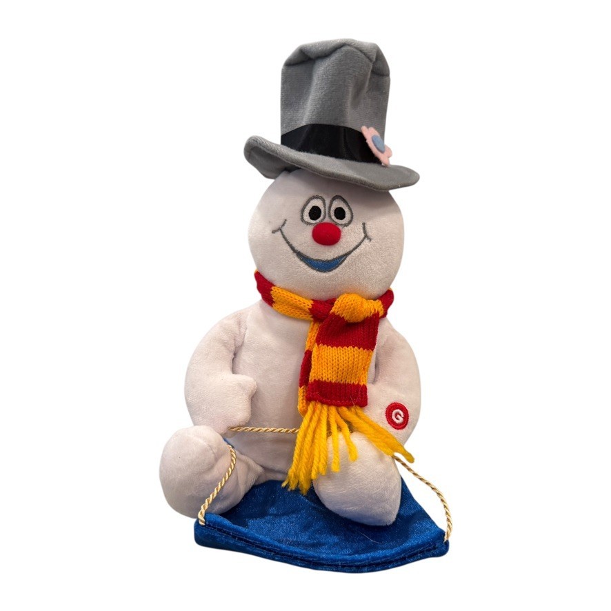 VTG Gemmy Frosty The Snowman Wobblin Toboggan Animated Plush Christmas Sled