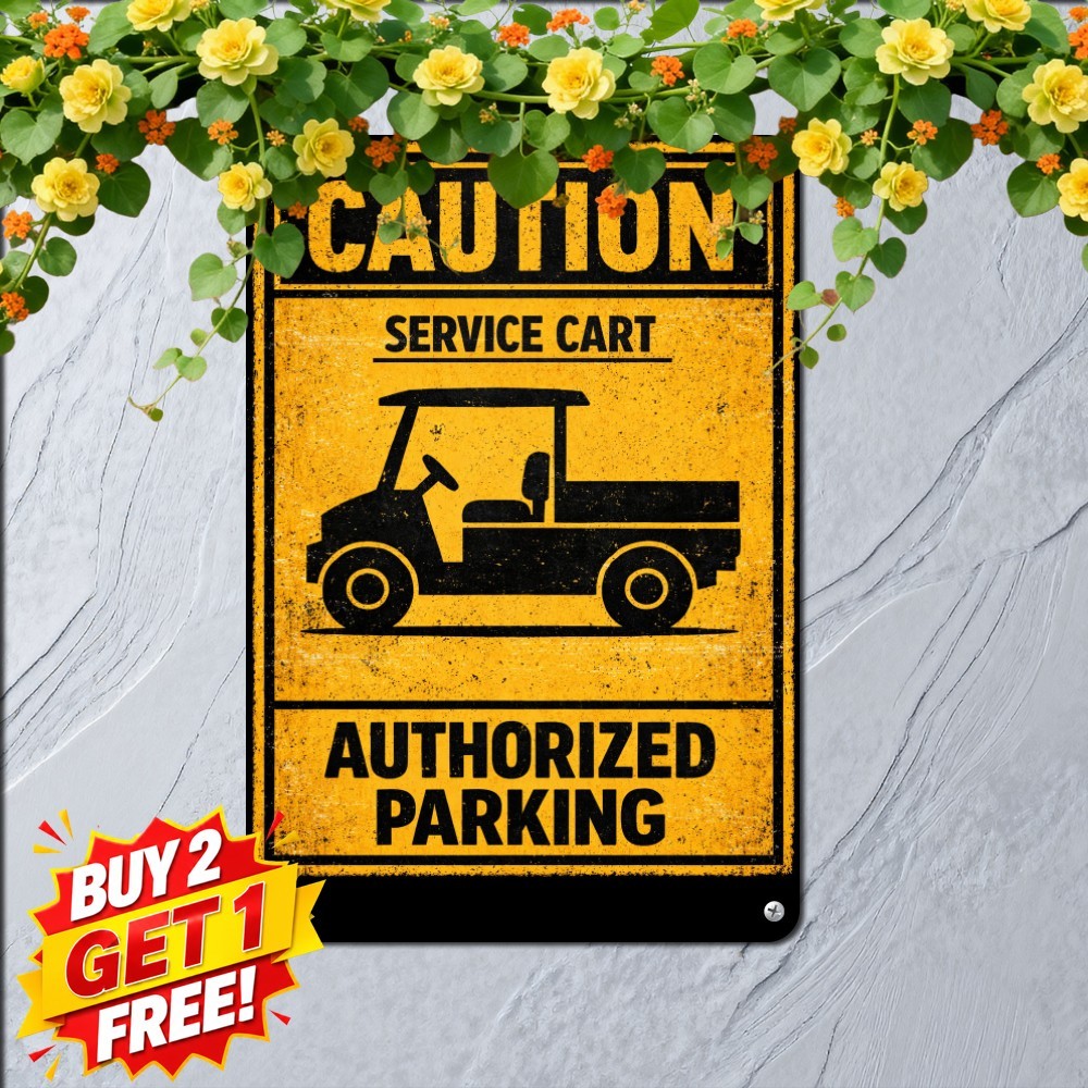 Golf Cart Reserved Parking Funny Sign Weatherproof Aluminum Fairway Plaque