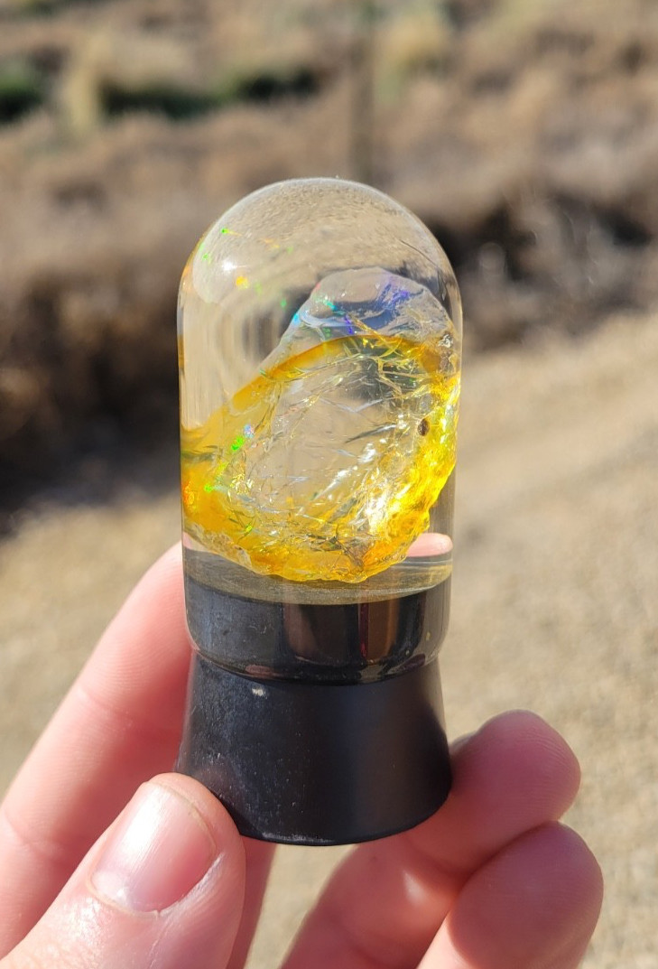 Ethiopian Fire / Water Opal Encased in a Vial - Precious Opal from Ethiopia