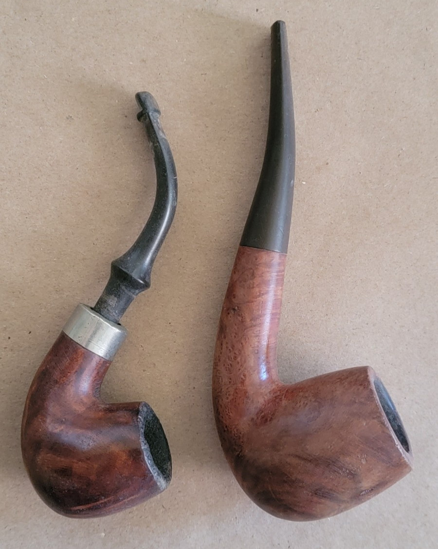 2 Antique Tobacco Pipes MASTERCRAFT & WDC WELLINGTON BRIAR Wood w Smooth Finish