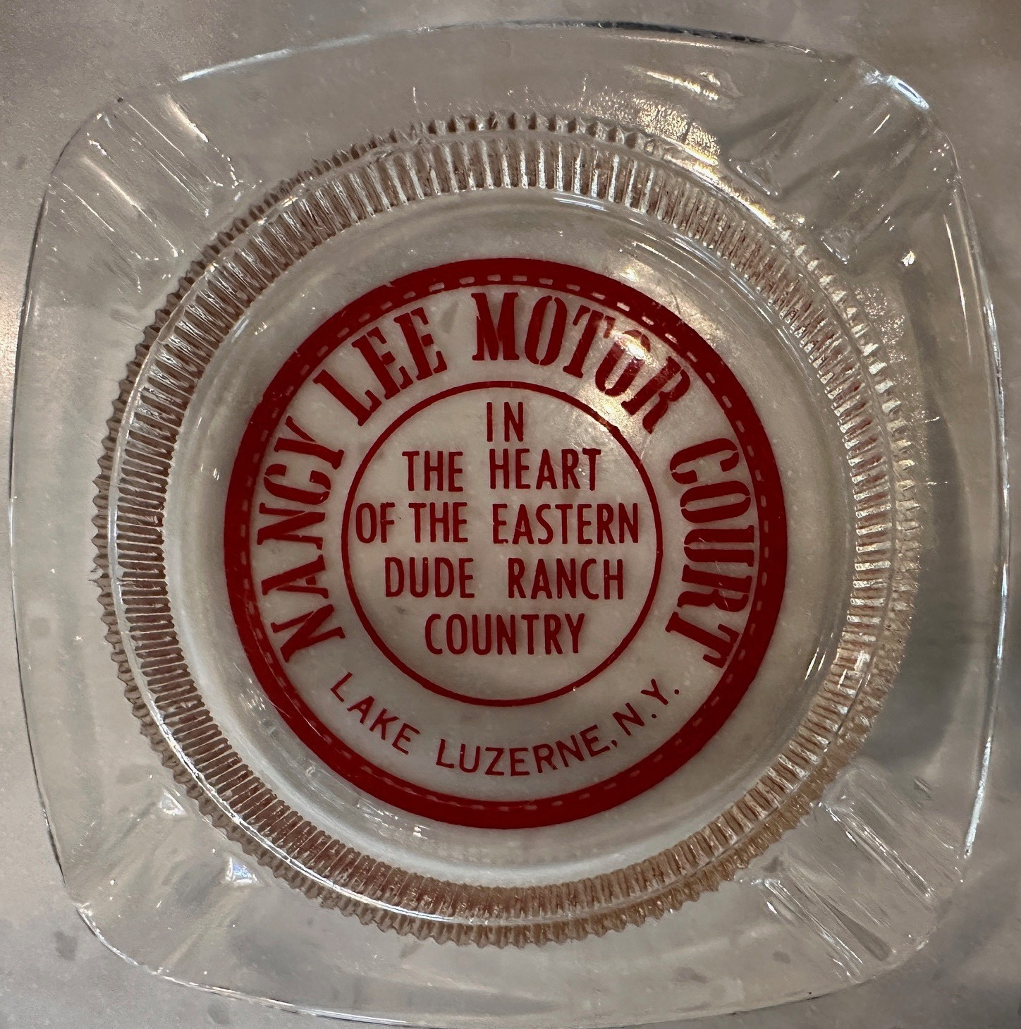 Vtg Motel Ashtray-Nancy Lee Motor Court Lake Luzerne, NY