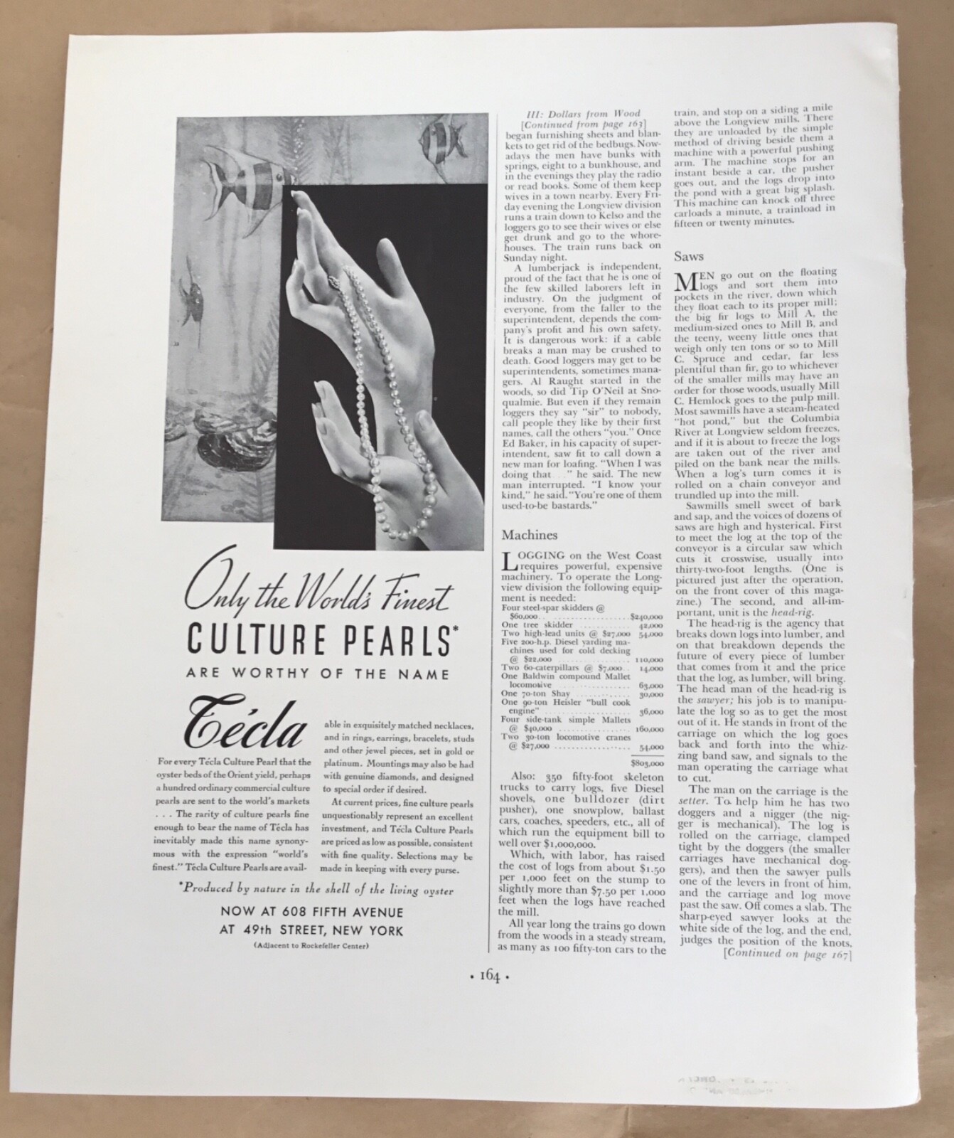 Tecla Pearls NYC ad 1934 original vintage 1930s advert women's jewelry hands