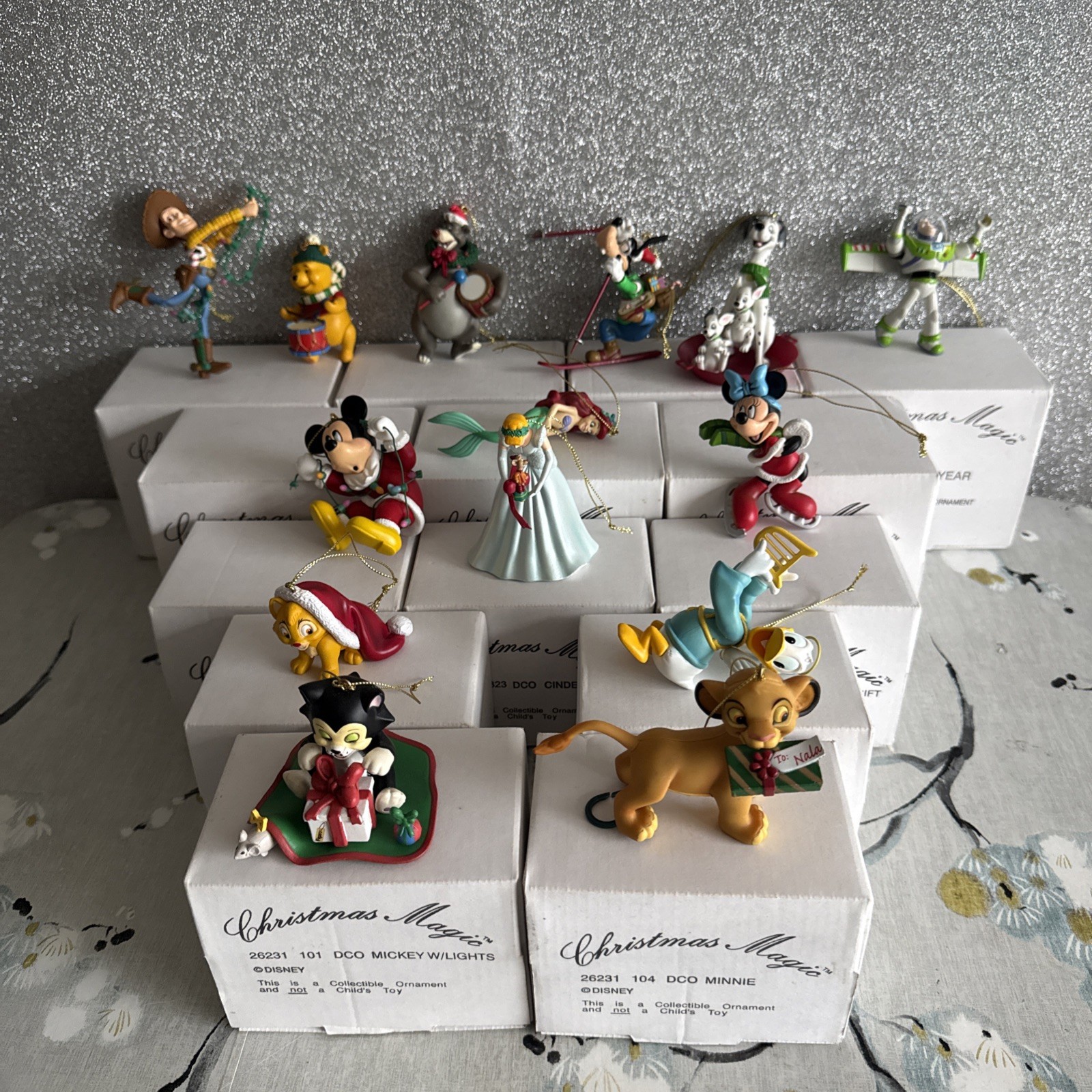 Vtg Lot Of 14 Grolier Disney’s Christmas Magic Ornaments Original Boxes Bundle