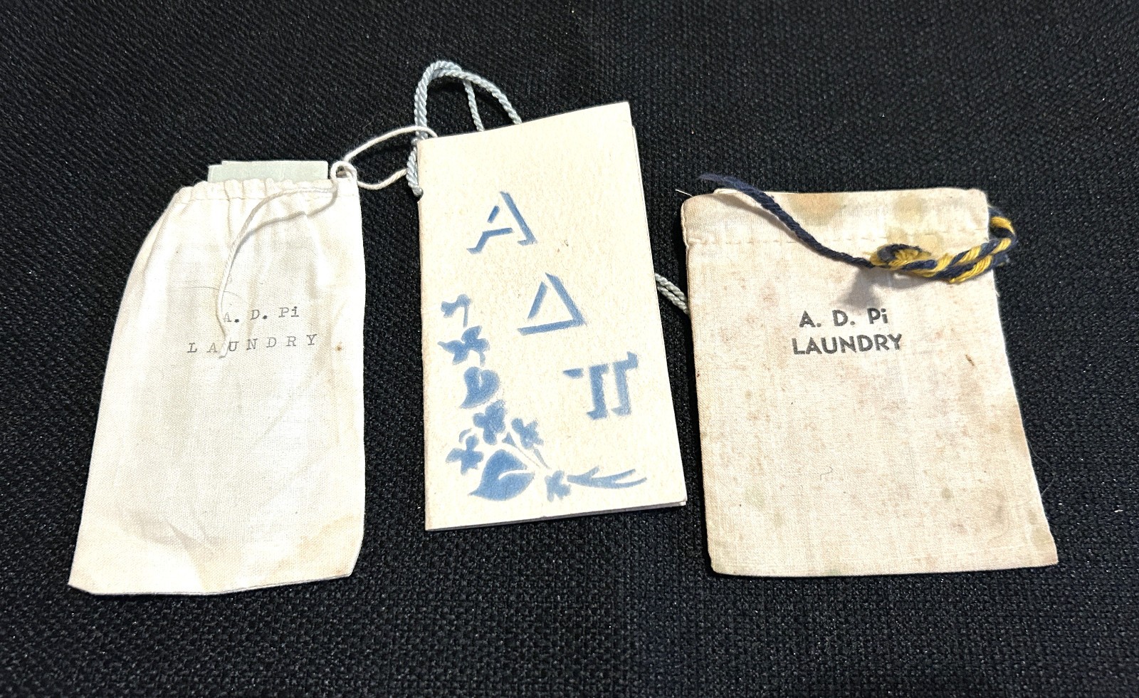 ANTIQUE Alpha Delta Pi sorority lot of 3 dance cards, Laundry Dance 1927 OLD
